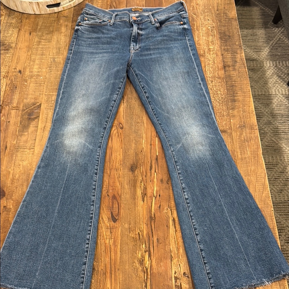 MOTHER Blue Flare Wide Leg Jeans